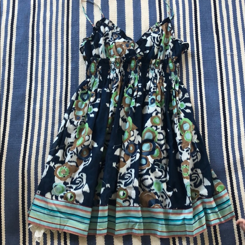 BCBG short smocked spaghetti strap dress